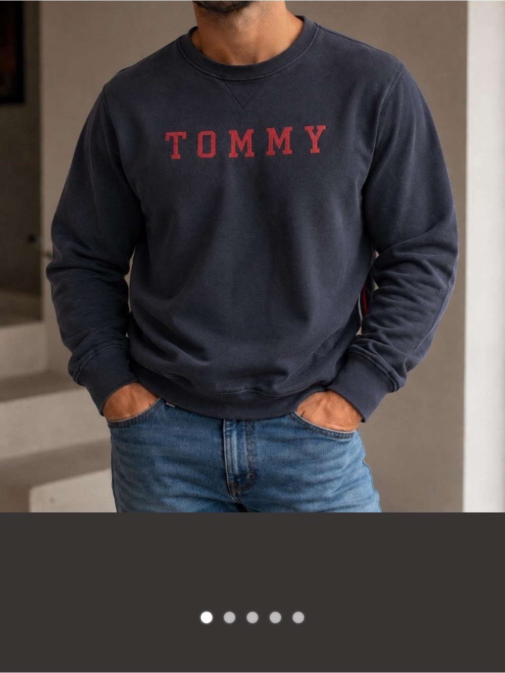 Tommy Hilfiger Navy Crewneck with Red TOMMY Lettering